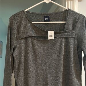 GAP Metallic Gray Long Sleeve Top